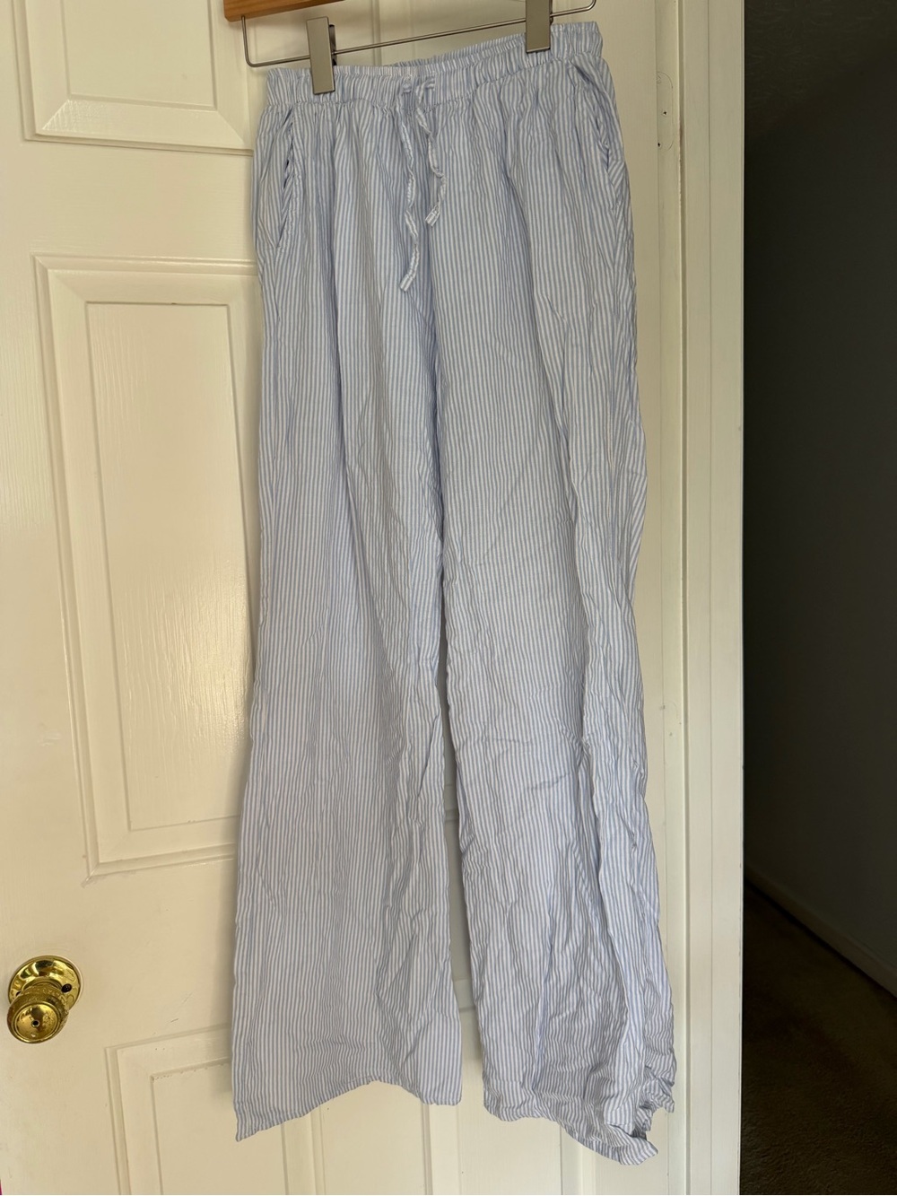 Light Blue Pinstripe women’s Drawstring Pants